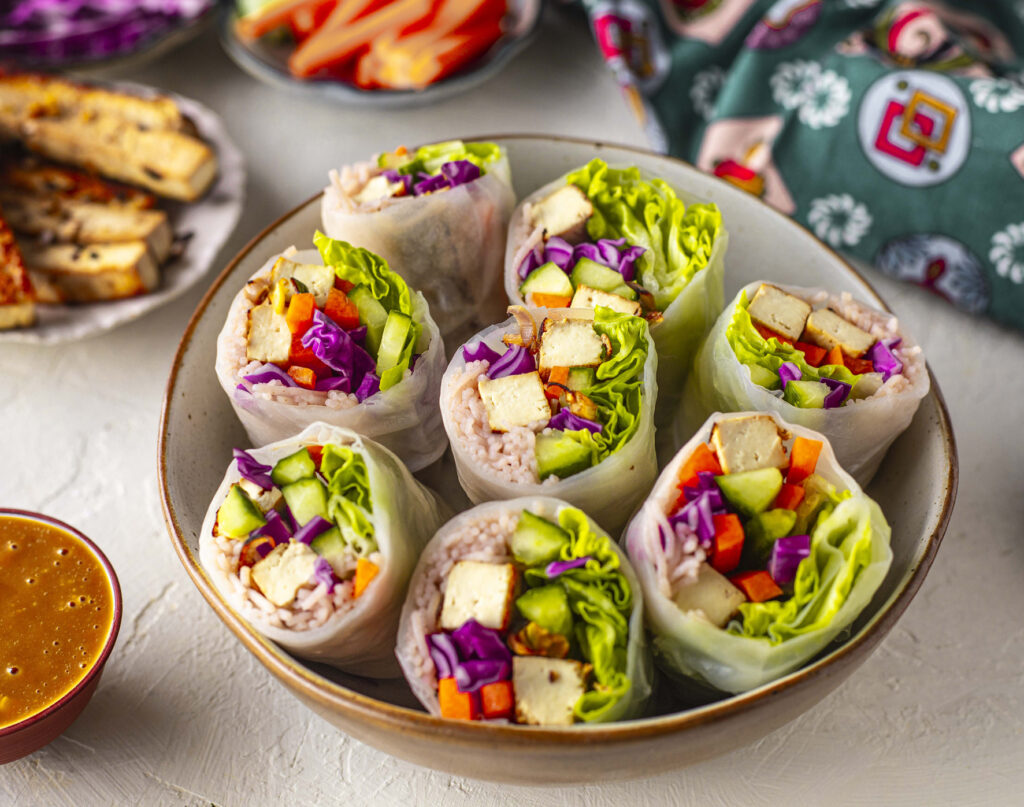 Vegan Rice Paper Rolls with Baked Tofu - Liv Vegan Strong